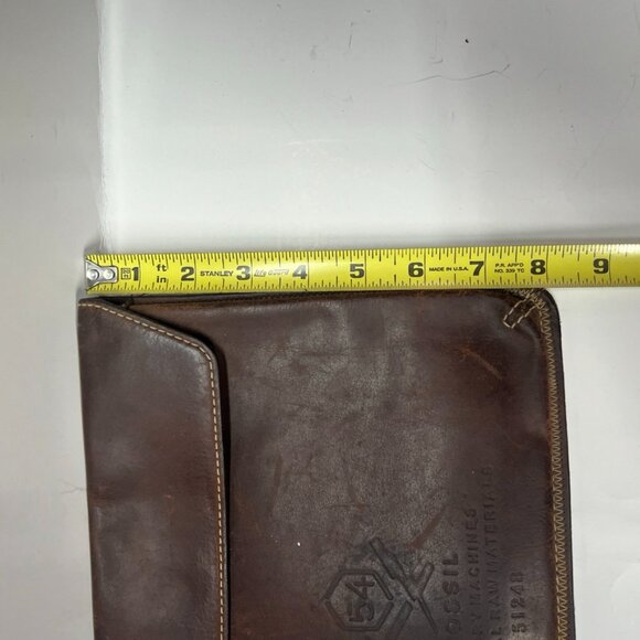 Distressed Fossil Leather Zipper Pouch Purse Wallet 54 Factory Machines 51248 - Picture 8 of 11